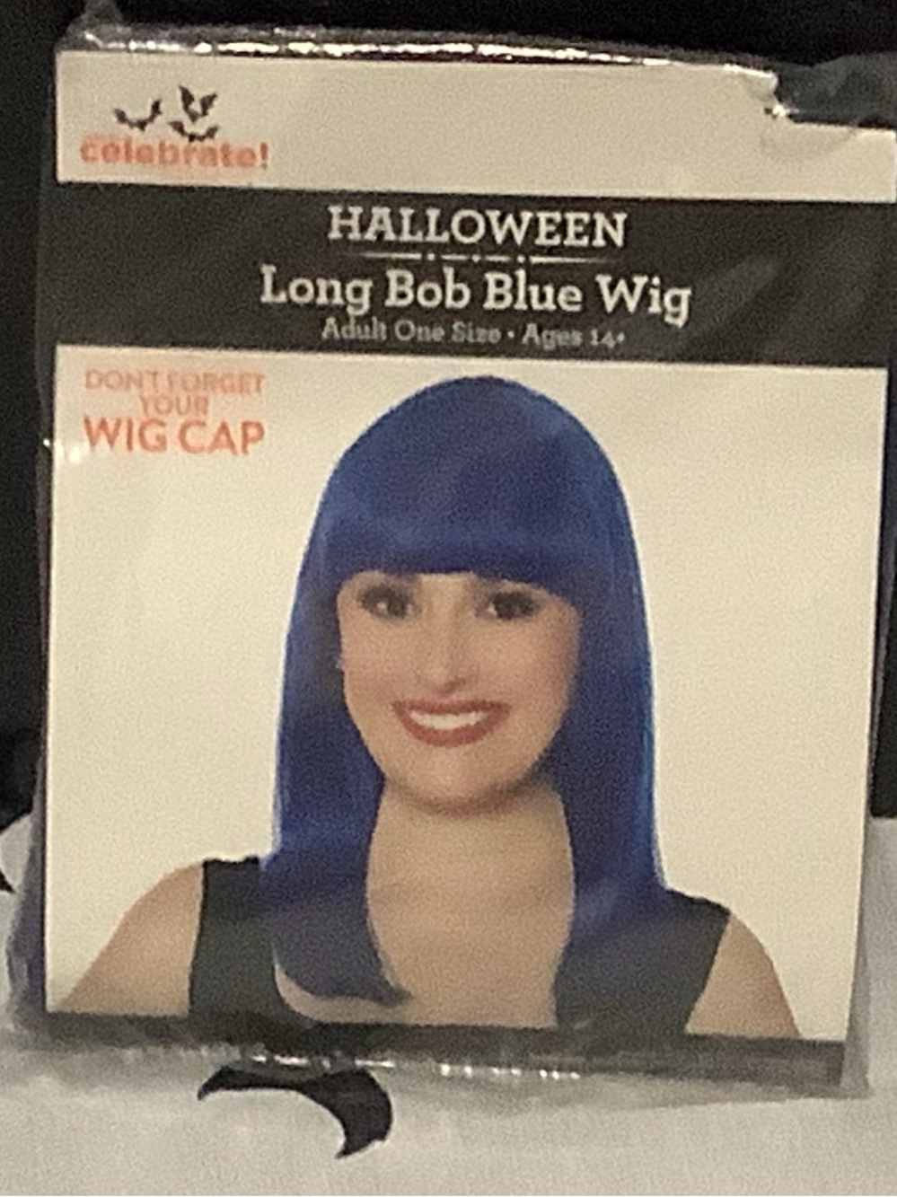 Halloween Long Bob Blue Wig - Vibrant Blue ages 14+